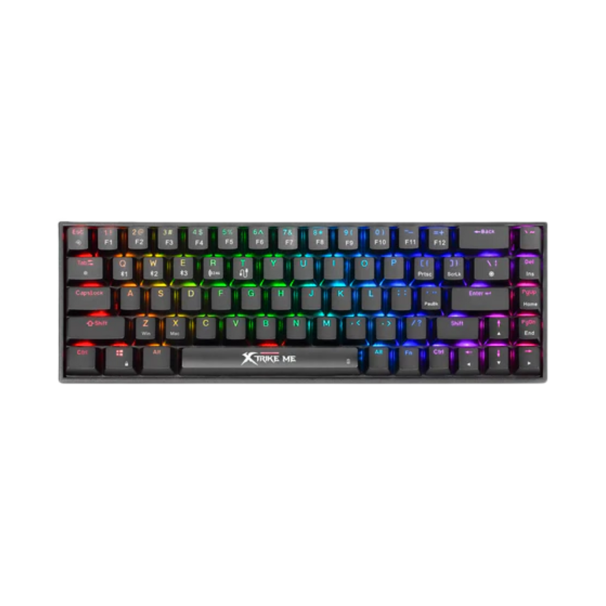 Mechanical keyboard with RGB lighting on a white background