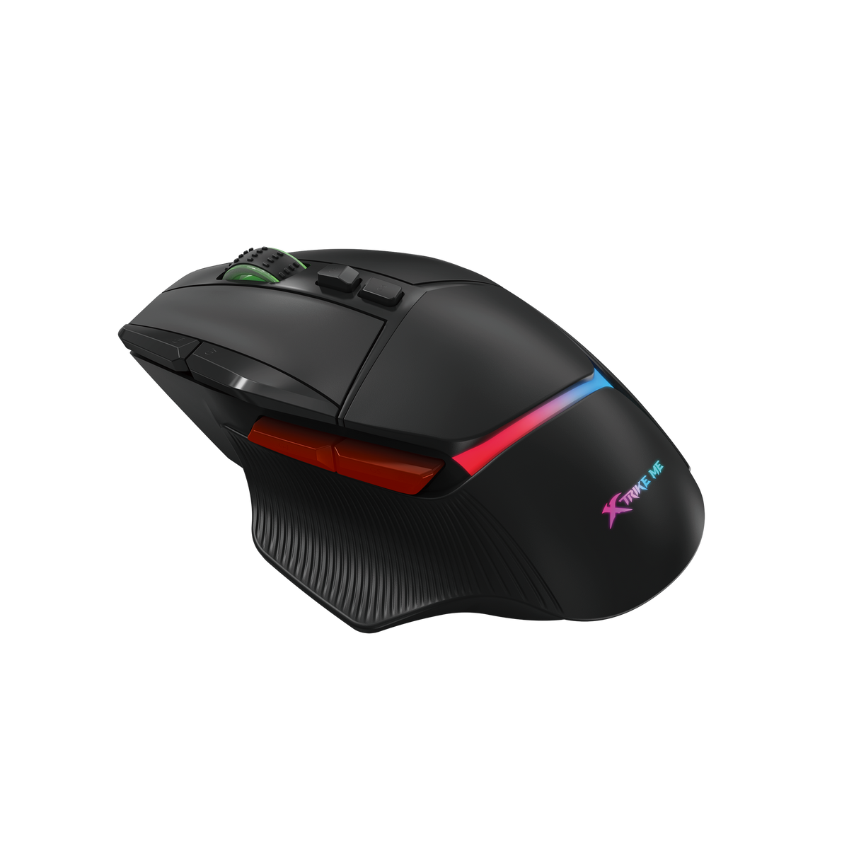 Black gaming mouse with red accents