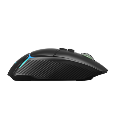Black gaming mouse with blue accents