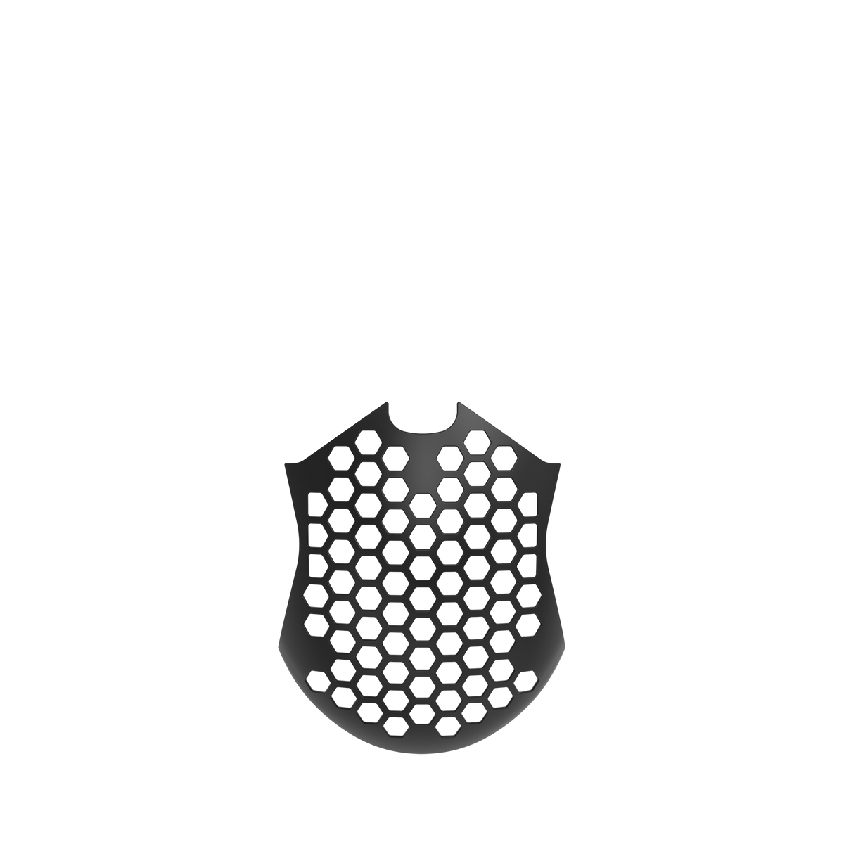 Black metal scrubber with hexagonal pattern