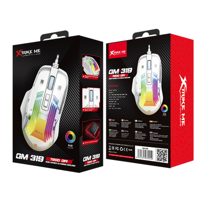 XTRIKE ME GM-319 WIRED GAMING MOUSE 7200 DPI WHITE