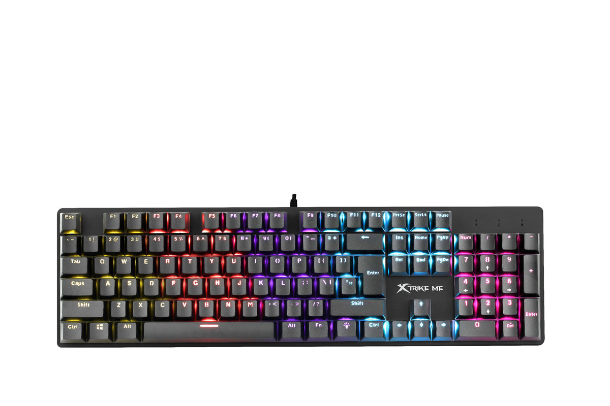 Gaming keyboard with RGB lighting front angle
