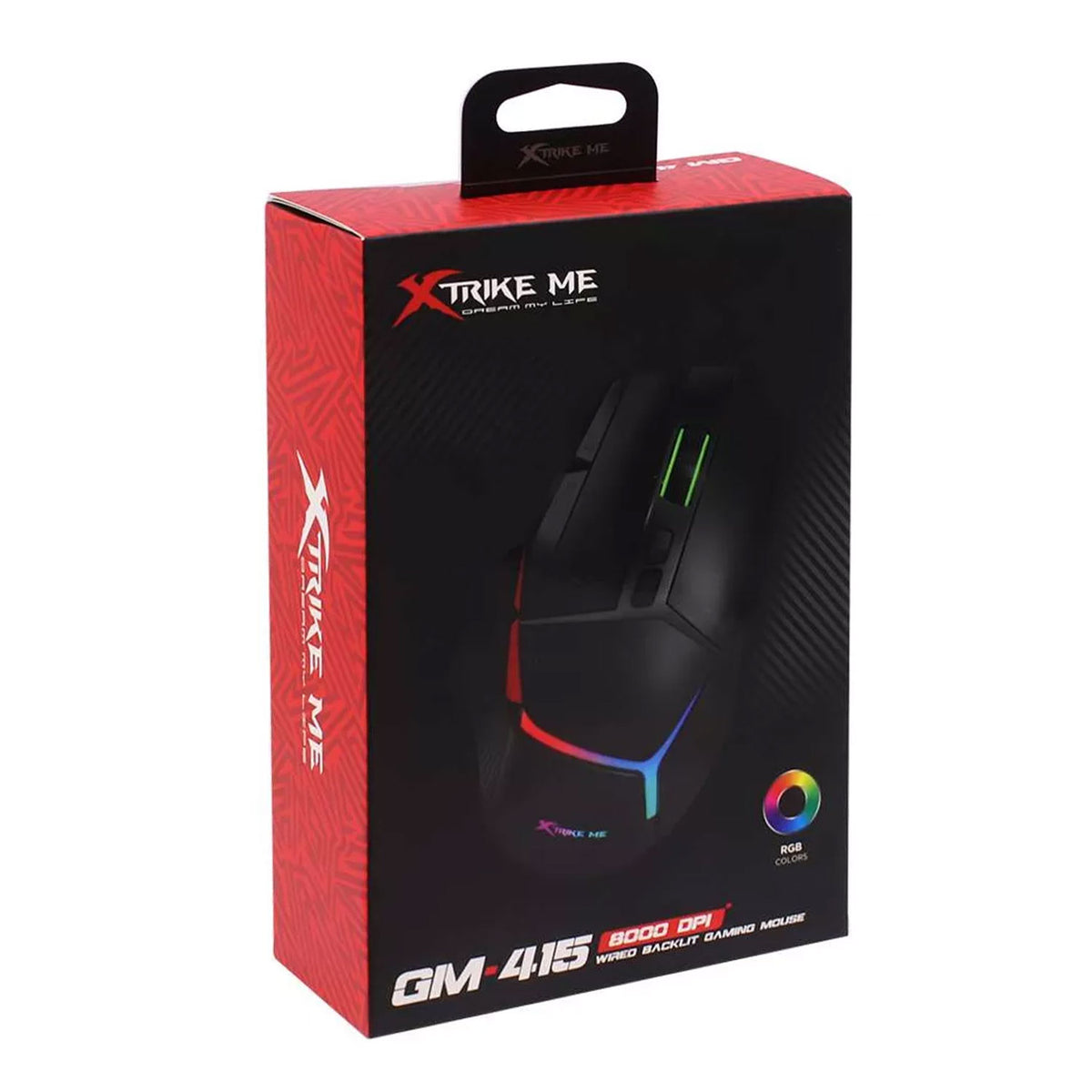 Gaming mouse packaging with XTrike Me branding