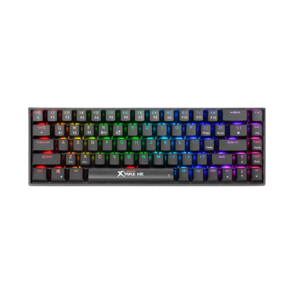 Mechanical keyboard with RGB lighting on a white background