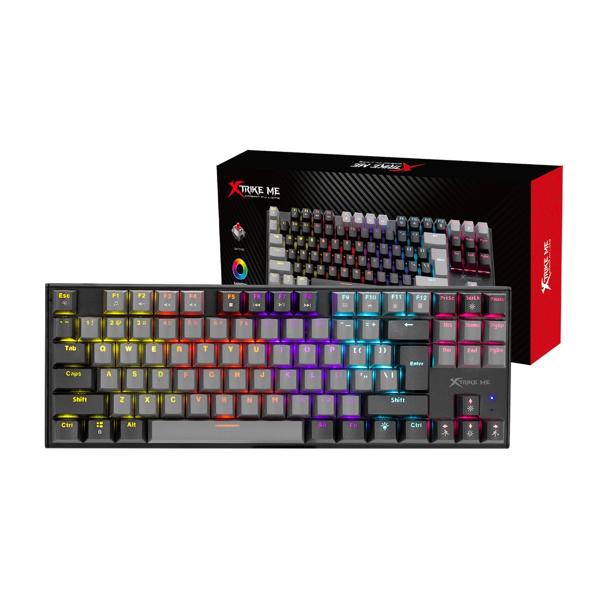 Xtrike Me GK-989A mechanical gaming keyboard and packaging box