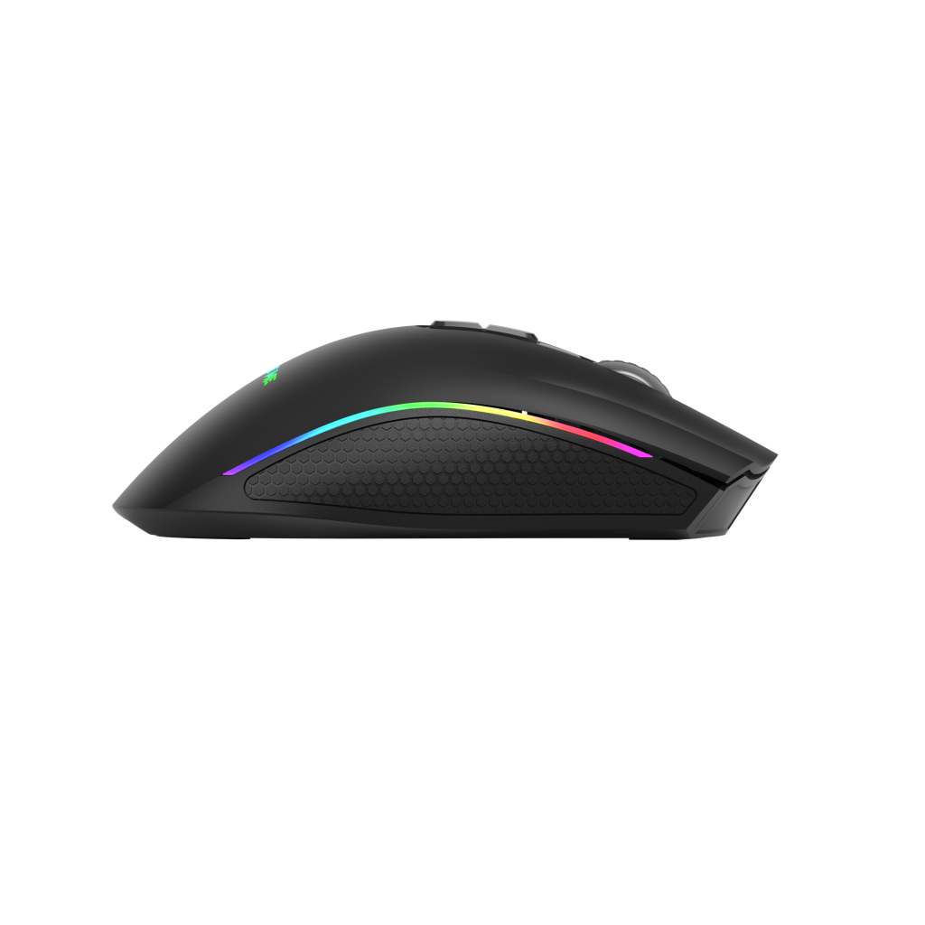 Xtrike Me GM-314 black gaming mouse side view with RGB