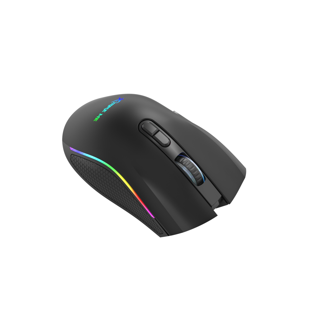 Xtrike Me GM-314 black gaming mouse top angled view