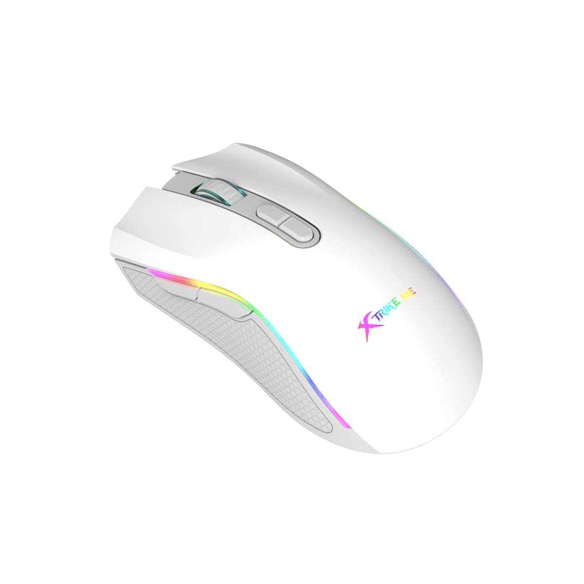 Xtrike Me GM-314 white gaming mouse back angled view