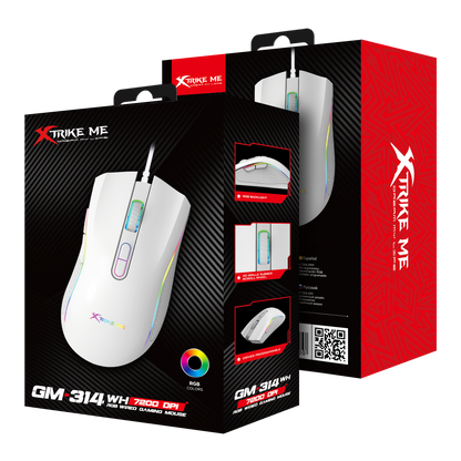 Xtrike Me GM-314 white gaming mouse packaging box