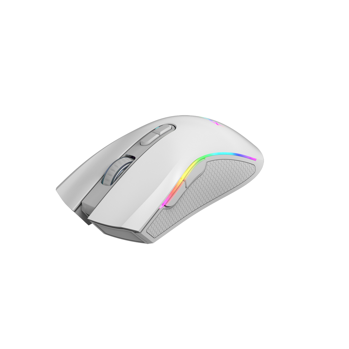 Xtrike Me GM-314 white gaming mouse front angled view