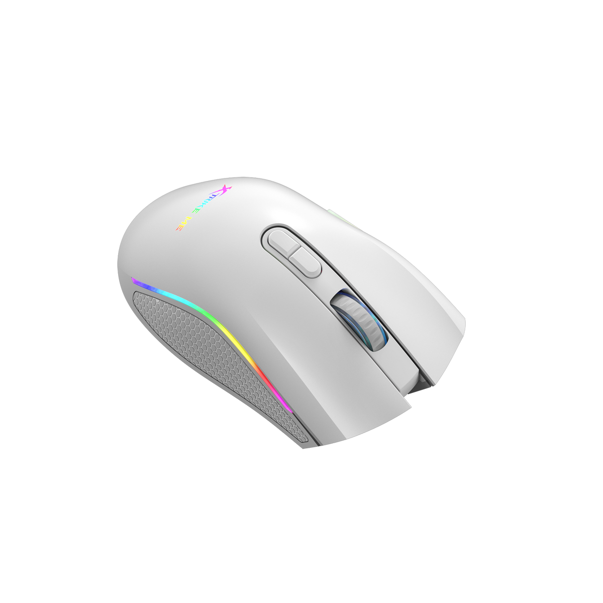 Xtrike Me GM-314 white gaming mouse top angled view