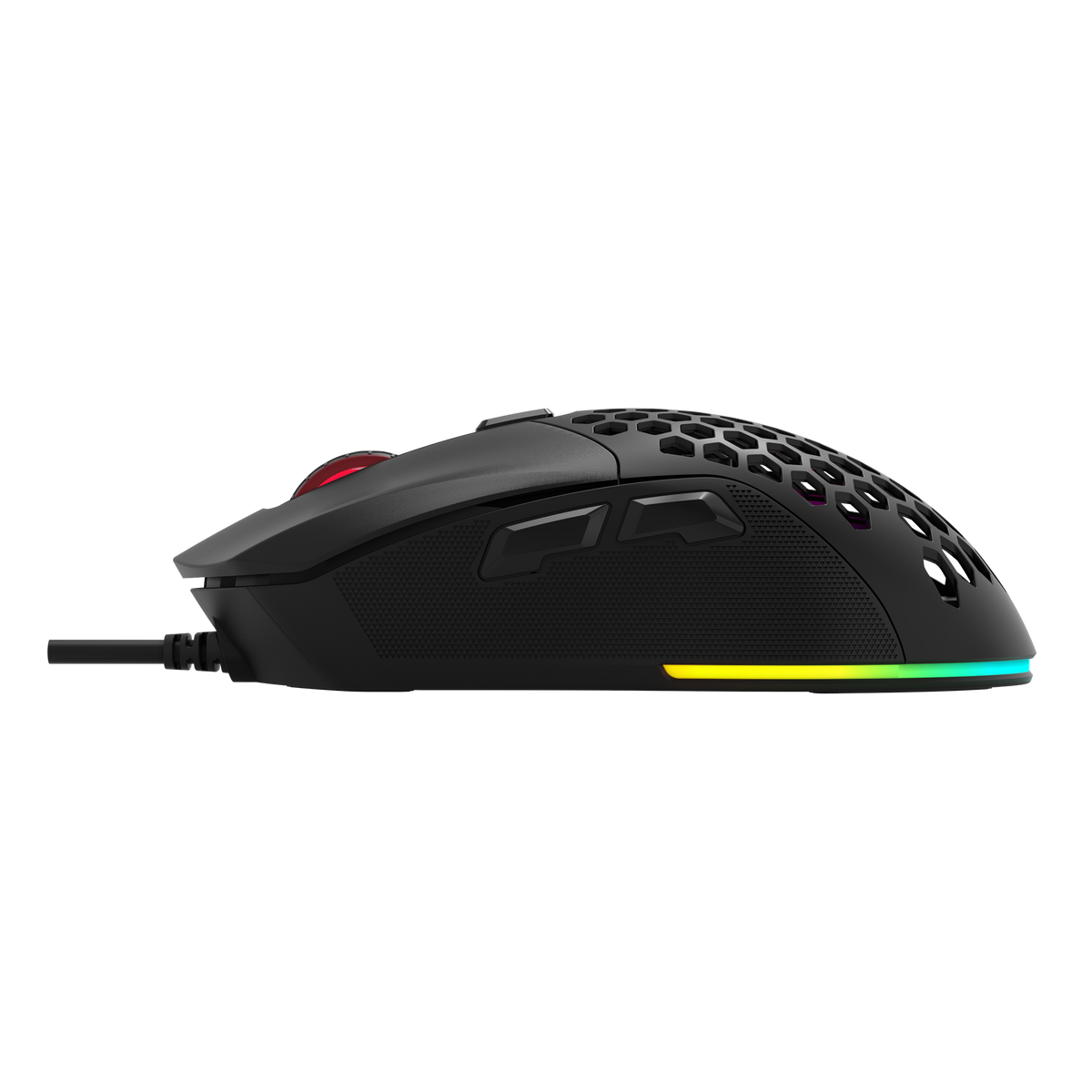Xtrike Me honeycomb gaming mouse side view with RGB