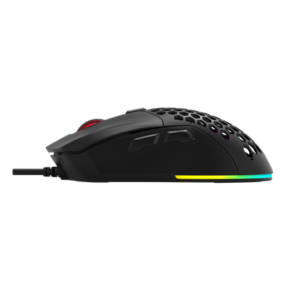 Xtrike Me honeycomb gaming mouse side view with RGB