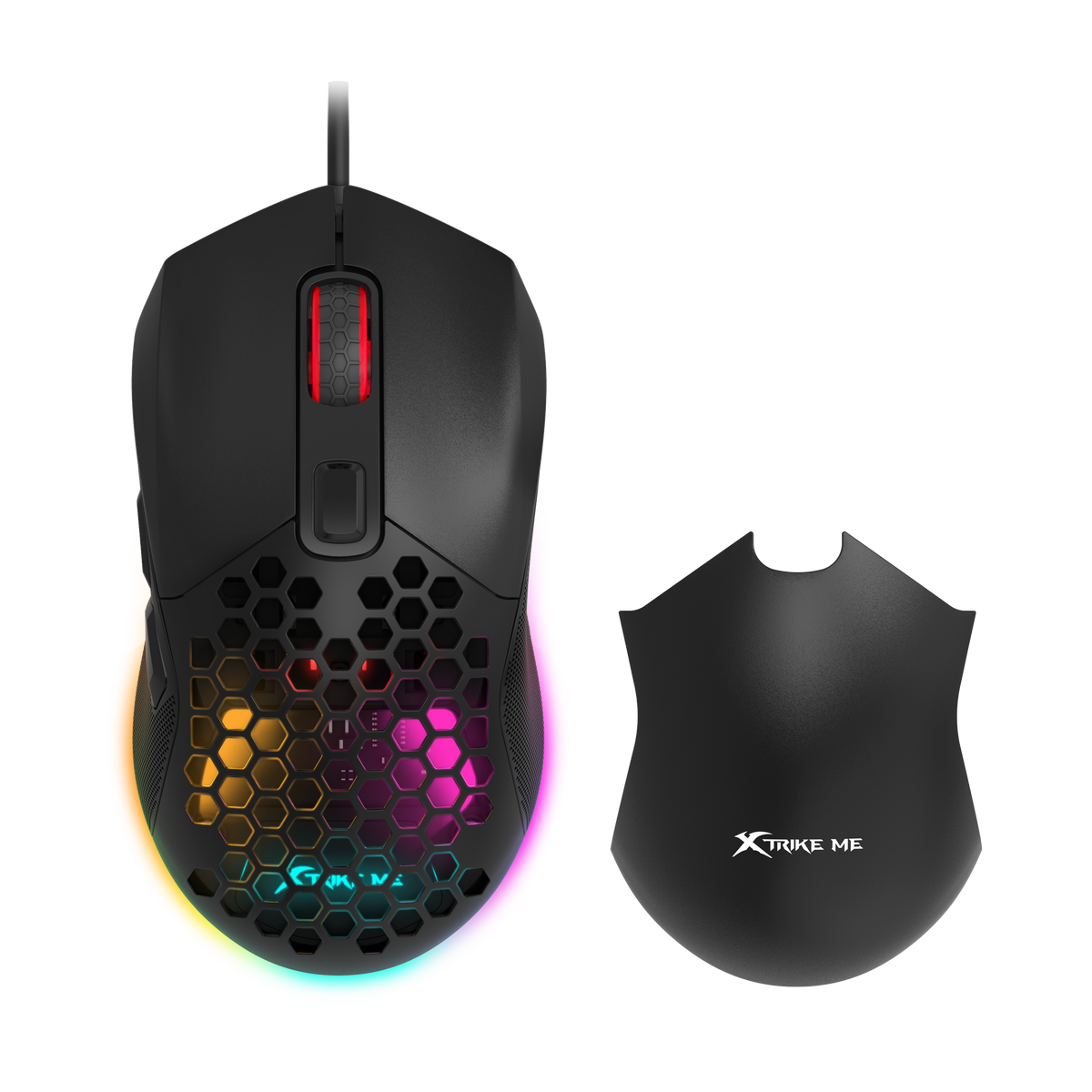 Xtrike Me honeycomb gaming mouse with interchangeable cover